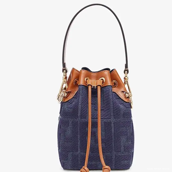Cheap Mon Canvas Motif Blue Bucket Mini Tresor Fendi Bag In FF 0531